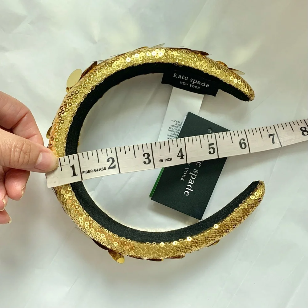 NEW Kate Spade Gold Lamé Sequin Embellished Headband O/S NWT
